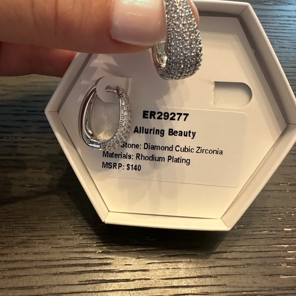 Sparkling Silver Pavé Huggie Earrings